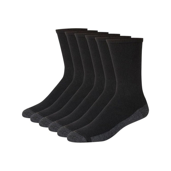 6 Pairs of Hanes Mens Max Cushioned Crew Socks