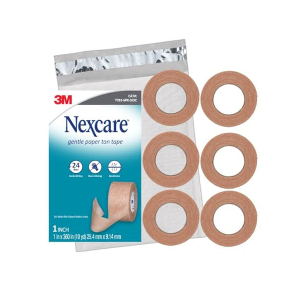6 Rolls Of Nexcare Gentle Paper Skin Tape