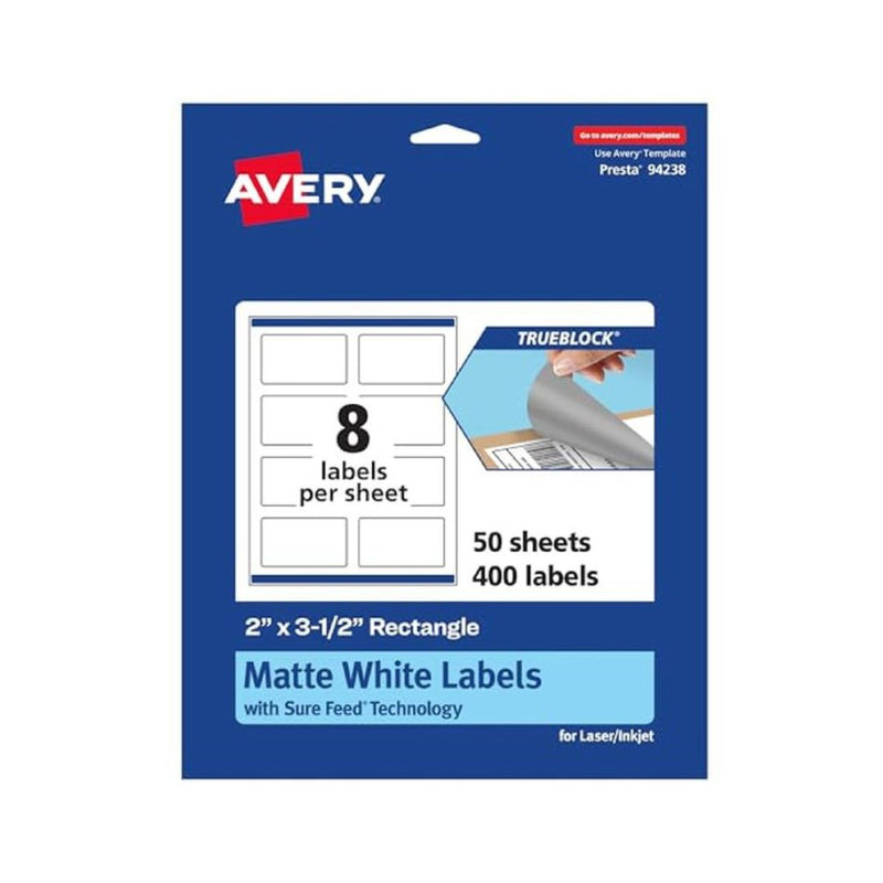 400 Pack Avery Rectangle Labels 2"x3.5" Printable