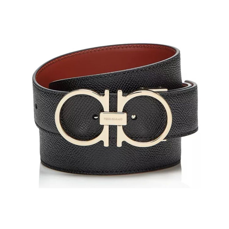 FERRAGAMO Double Gancini Leather Belt