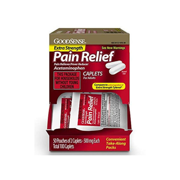 100 Count Extra Strength Acetaminophen Caplets 500mg
