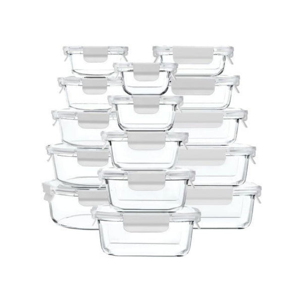 30 Piece Glass Food Storage Containers with Snap Locking Lids
