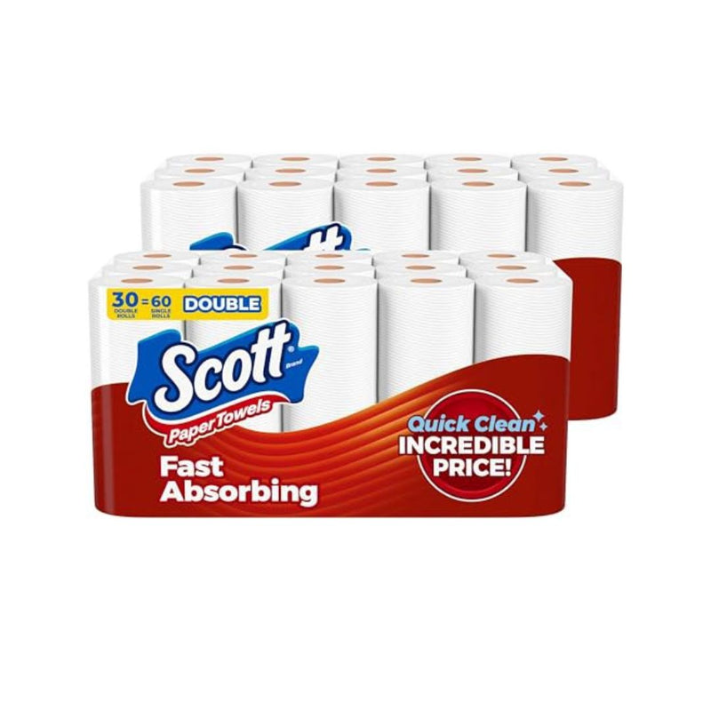 30 Double (60 Regular) Rolls Of Scott Choose-A-Sheet Paper Towels