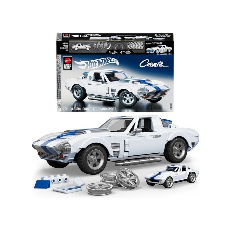 918-Pcs Mattel Brick Shop Hot Wheels Corvette Building Set