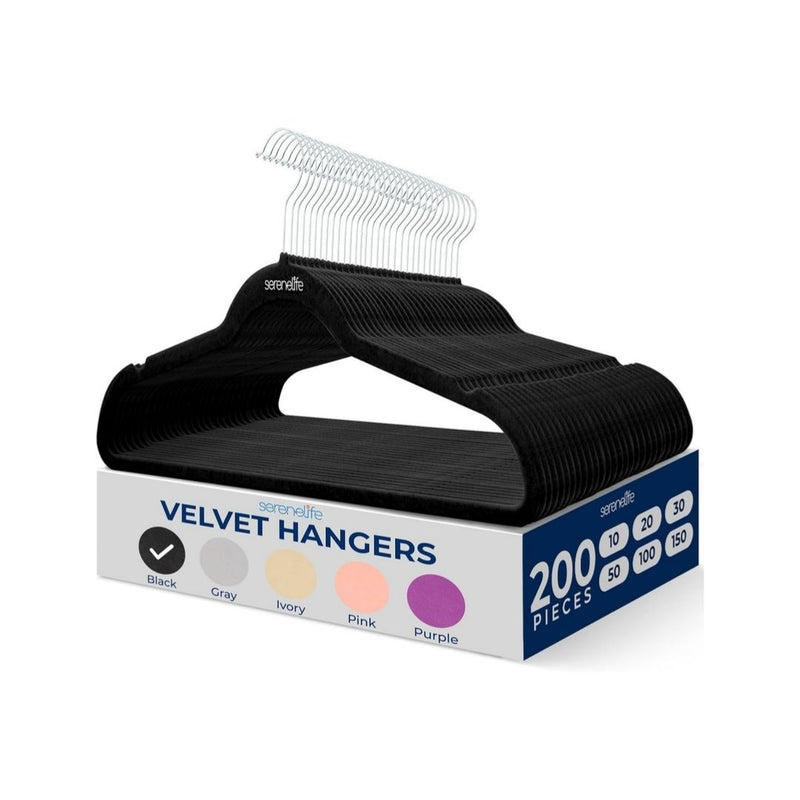 200 Pack SereneLife Velvet Hangers