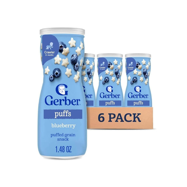6 Or 8 Cans Gerber Strawberry Apple, Blueberry, Banana, Vanilla & More Puffs