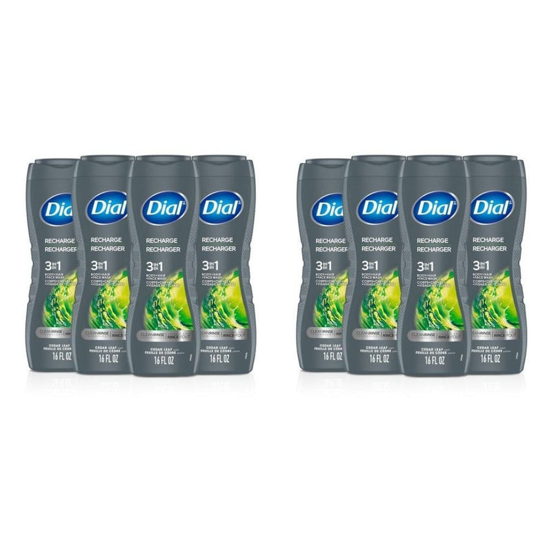 8 Bottles Dial Men Recharge 3-in-1 Body, Hair & Face Wash