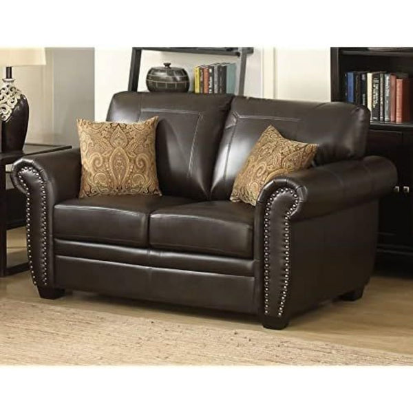 AC Pacific Upholstered Leather Living Room Loveseat