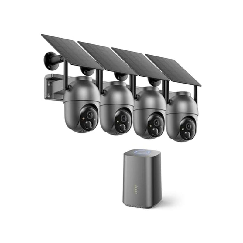 4 Cam 2K Solar Wireless PTZ Outdoor Security Cameras System