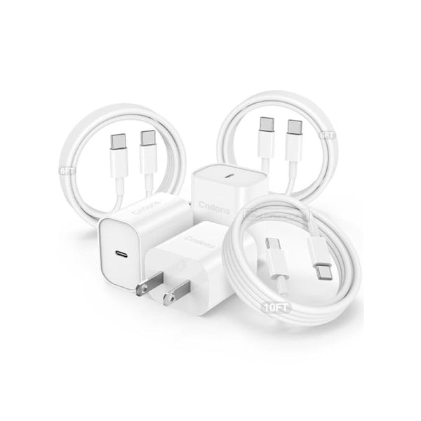 3 Pack 20W USB-C Fast Charger and Cables