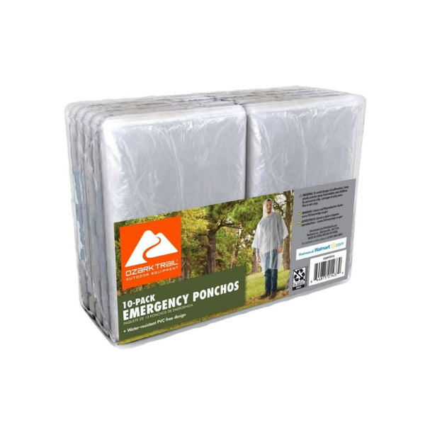 10 Pack Ozark Trail Clear Emergency Ponchos