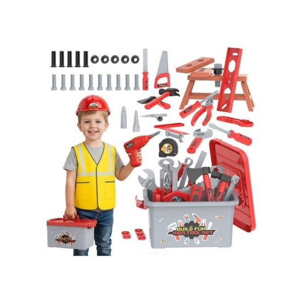 58 Piece Kids Tool Set with Toy Drill & Toolbox