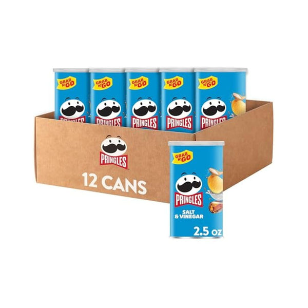 12 Pack Pringles Salt and Vinegar Potato Crisps (OU-D)