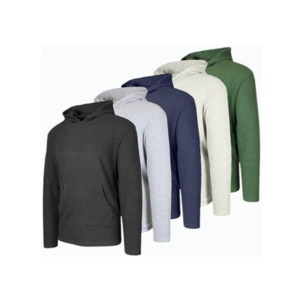 5 Men's Waffle-Knit Thermal Pullover Hoodies