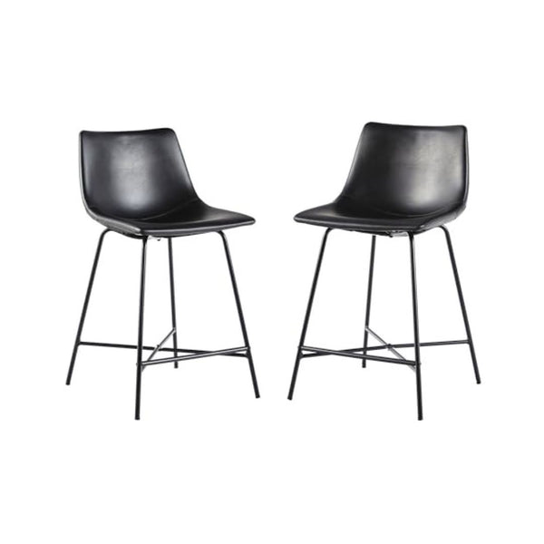 Set Of 2 Walker Edison Modern Faux Leather Counter Stool