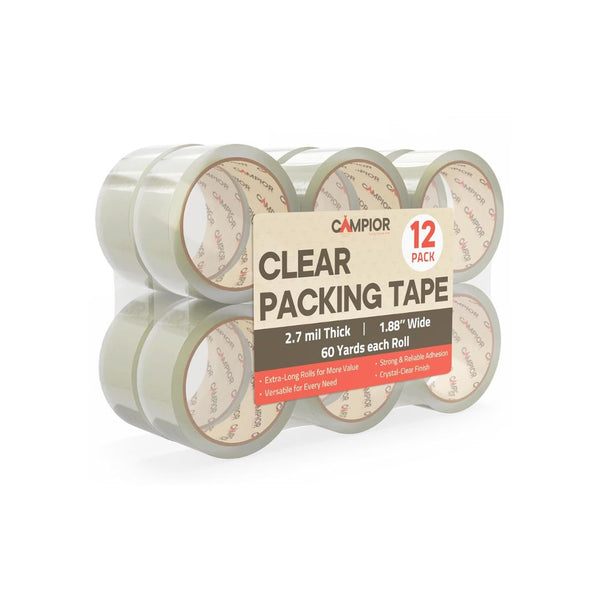 12 Rolls of Heavy Duty Clear Packing Tape