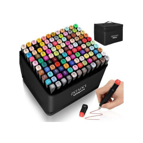 120 Dual Tip Alcohol Markers Set