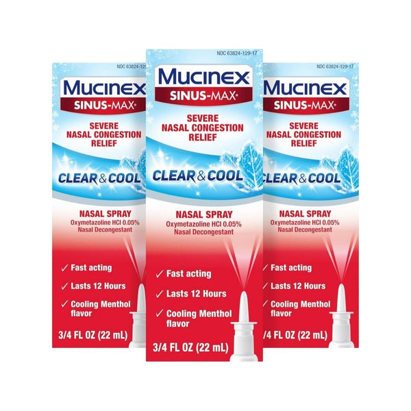 Pack of 3 Mucinex Sinus-Max Nasal Spray Decongestant