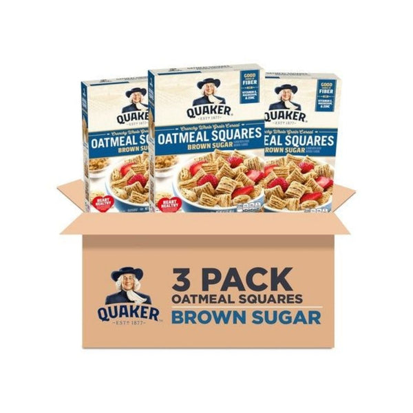 3 Boxes Quaker Oatmeal Squares Breakfast Cereal