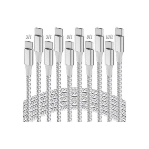 5-Pack USB-C to USB-C Nylon Braided Cables
