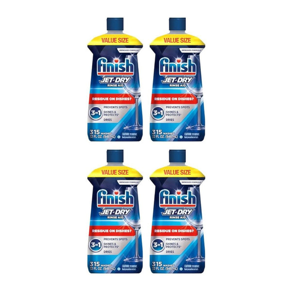 4 Pack 32 oz Finish Jet-Dry Dishwasher Rinse Aid + Get $15 Amazon Credit!