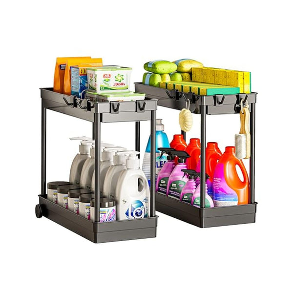 2 Pack Under Sink 2-Tier Cabinet Organizer