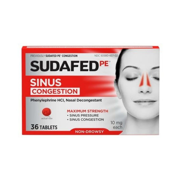 36 Sudafed PE Sinus Congestion Relief Tablets