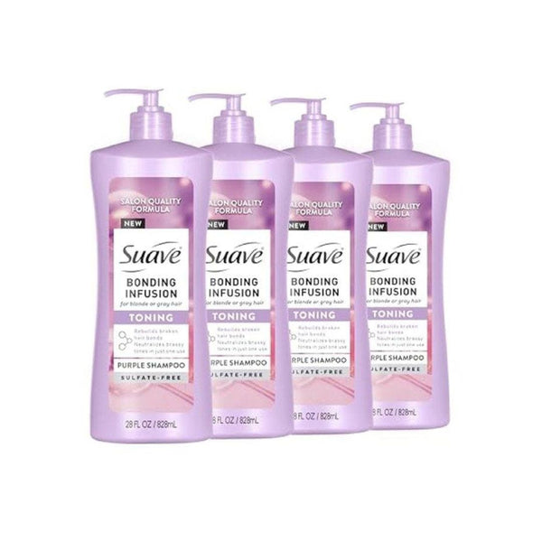 4 Pack Suave Bonding Purple Toning Shampoo Pump