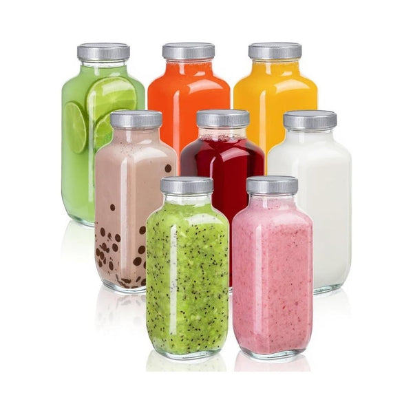 Set of 8 Juice Bottles with Lids