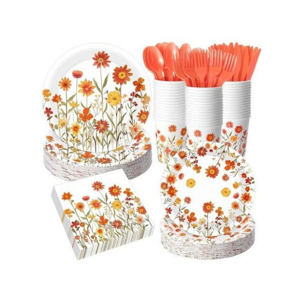 400 Piece Floral Disposable Dinnerware Set