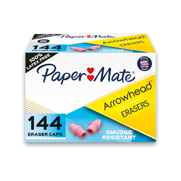 144 Paper Mate Arrowhead Pearl Cap Erasers