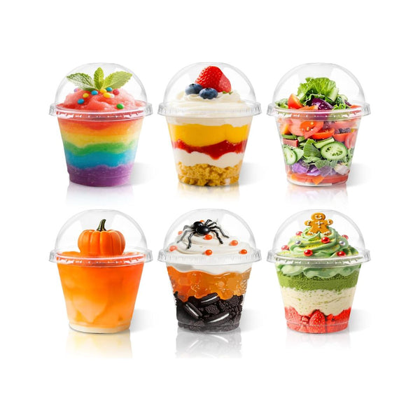 100 Pcs 9oz Clear Plastic Cups with Dome Lids with Hole