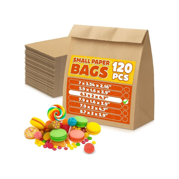 Set of 120 Tiny Small Brown Paper Bags