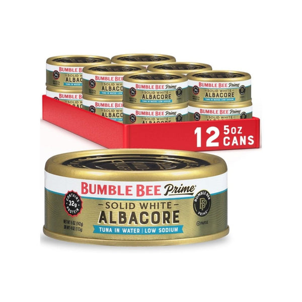 12 Cans of Bumble Bee Prime Low Sodium Solid White Albacore Tuna in Water
