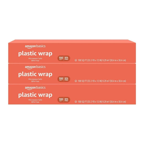 Pack of 3 Amazon Basics Plastic Wrap, 300 Sq Ft