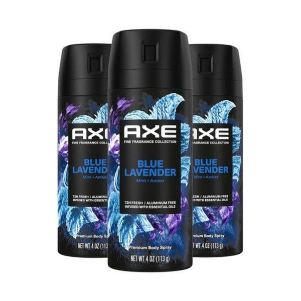3 AXE Blue Lavender Deodorant Body Sprays