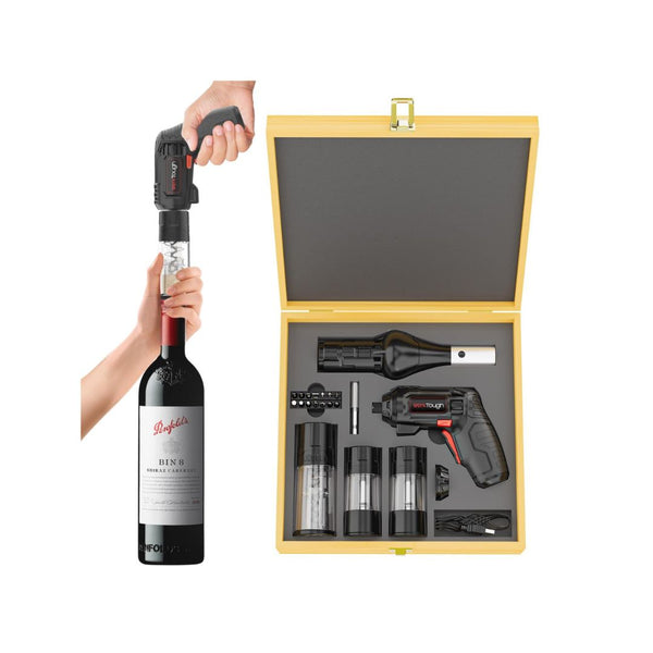 Electric Corkscrew Wine Opener Set with 4 Grill Accessories