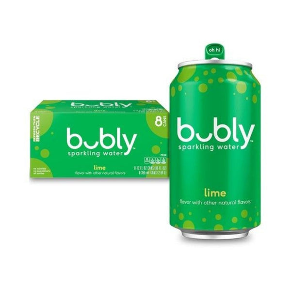 8 Cans Bubly Lime Sparkling Water