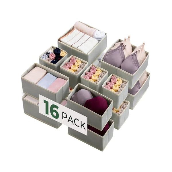 16 Pack Drawer Organizer Bins for Clothes