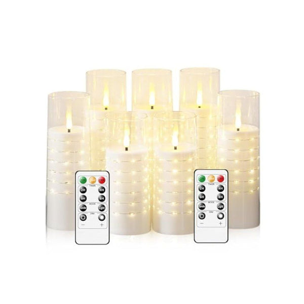 7 Pack Flameless LED Pillar Candles with Remote