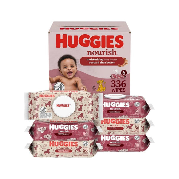 6 Push Button Packs Huggies Nourish Scented Baby Wipes