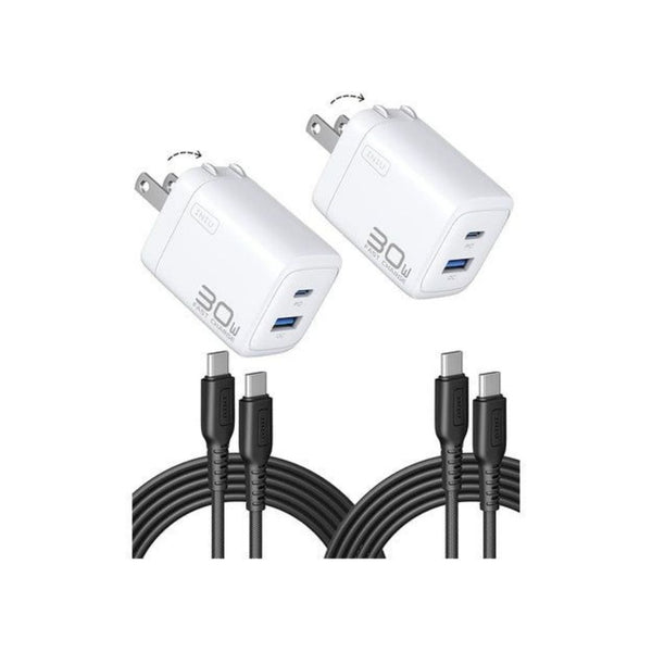 2 INIU 30W Fast Chargers With Cables