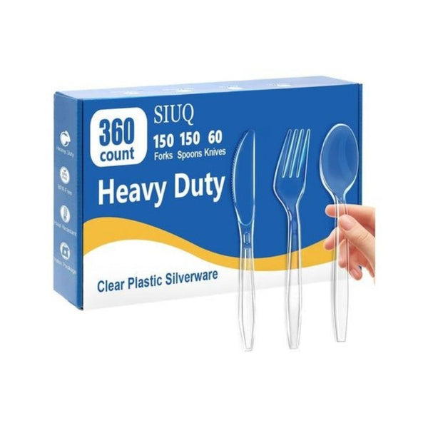 360 Heavy Duty Clear Plastic Silverware Set
