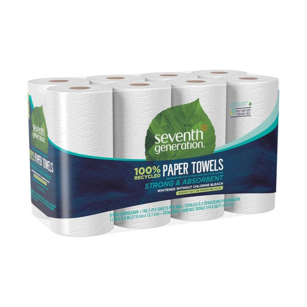 8 Rolls of Seventh Generation 100% Recycled Paper Kitchen Towel Rolls