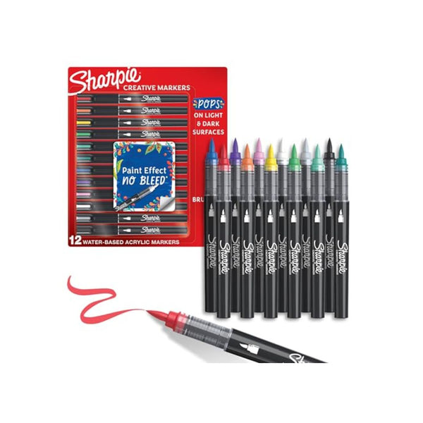 12 Pack Of Sharpie Creative Water-Based Acrylic Markers
