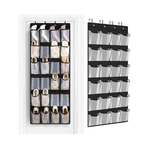 24 Large Pockets Over Door Shoe Organizer