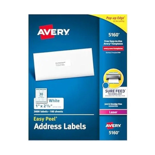 3,000 Avery Easy Peel Printable Address Labels