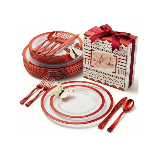 150-Pcs Disposable Plastic Dinnerware Set
