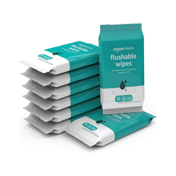 Pack of 8 Amazon Basics Flushable Adult Toilet Wipes