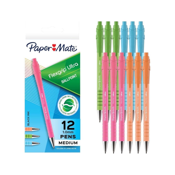 12 Paper Mate FlexGrip Ultra Ballpoint Pens